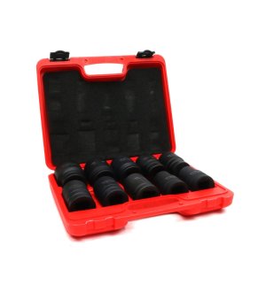 Zestaw nasadek udarowych  1"  10 cz. 24. 27. 30. 32. 33. 34 .36. 38. 41. 46  mm ze stali CrMo DIN 3129 Waryński