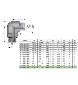 Kolanko hydrauliczne nastawne calowe BB 1" x 1" BSP z regulacją Waryński