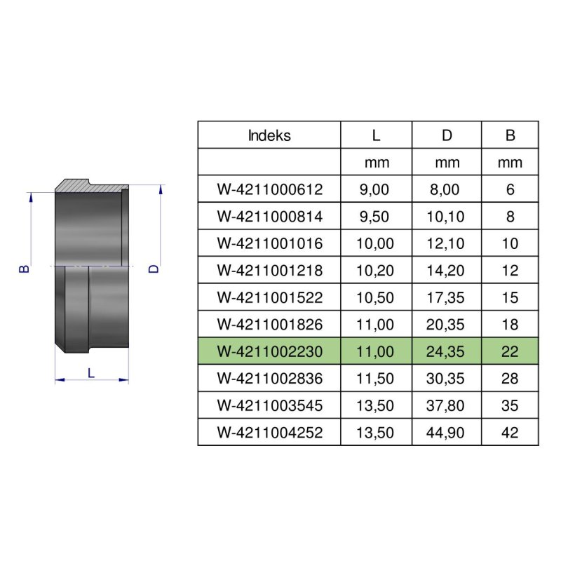 Pierścień zacinający hydrauliczny (DPR22L) 22L Waryński ( sprzedawane po 10 )