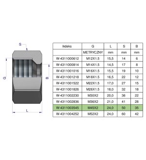 Nakrętka hydrauliczna metryczna (M35L) M45x2 35L Waryński ( sprzedawane po 2 )