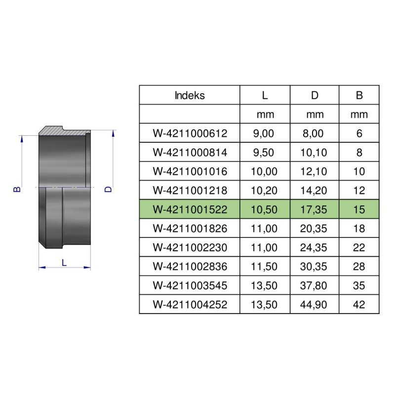 Pierścień zacinający hydrauliczny (DPR15L) 15L Waryński ( sprzedawane po 20 )