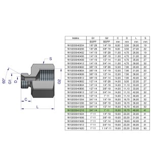 Tulejka różnicowa hydrauliczna calowa AB 3/4"GZ x 1"GW BSP Waryński