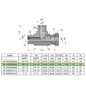 Trójnik hydrauliczny niesymetryczny calowy BBA 3/8" BSP (XEVL) Waryński