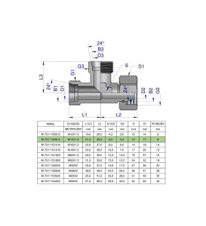 Trójnik hydrauliczny niesymetryczny metryczny BBA M14x1.5 08L (XEVL) Waryński ( sprzedawane po 2 )