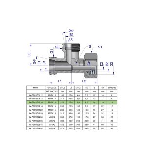 Trójnik hydrauliczny niesymetryczny metryczny BBA M16x1.5 10L (XEVL) Waryński ( sprzedawane po 2 )