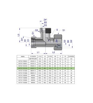 Trójnik hydrauliczny niesymetryczny metryczny BBA M18x1.5 12L (XEVL) Waryński ( sprzedawane po 5 )