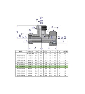 Trójnik hydrauliczny niesymetryczny metryczny BBA M26x1.5 18L (XEVL) Waryński