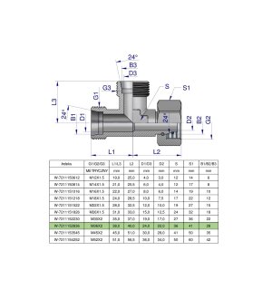 Trójnik hydrauliczny niesymetryczny metryczny BBA M36x2 28L (XEVL) Waryński