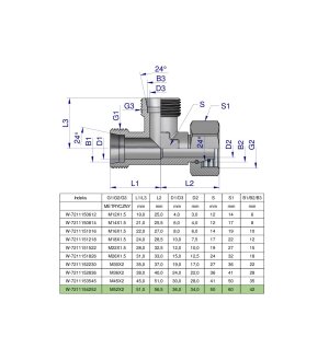 Trójnik hydrauliczny niesymetryczny metryczny BBA M52x4 42L (XEVL) Waryński
