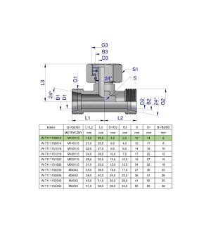 Trójnik hydrauliczny symetryczny metryczny BAB M12x1.5 06L (XEVT) Waryński ( sprzedawane po 2 )