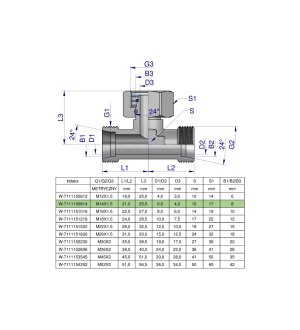 Trójnik hydrauliczny symetryczny metryczny BAB M14x1.5 08L (XEVT) Waryński ( sprzedawane po 2 )