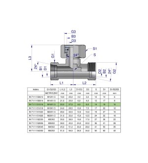 Trójnik hydrauliczny symetryczny metryczny BAB M16x1.5 10L (XEVT) Waryński ( sprzedawane po 5 )