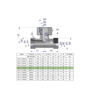 Trójnik hydrauliczny symetryczny metryczny BAB M22x1.5 15L (XEVT) Waryński ( sprzedawane po 5 )