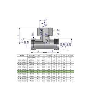 Trójnik hydrauliczny symetryczny metryczny BAB M26x1.5 18L (XEVT) Waryński