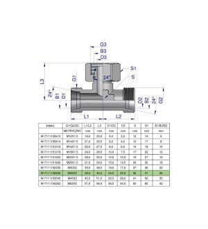 Trójnik hydrauliczny symetryczny metryczny BAB M36x2 28L (XEVT) Waryński