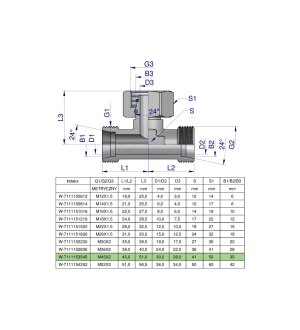 Trójnik hydrauliczny symetryczny metryczny BAB M45x2 35L (XEVT) Waryński
