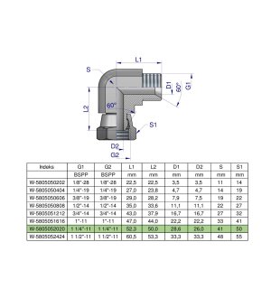 Kolanko hydrauliczne calowe AB 1 1/4" BSP Waryński