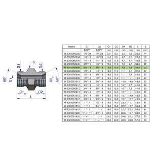Złączka hydrauliczna calowa BB 3/8" BSP Waryński ( sprzedawane po 10 )