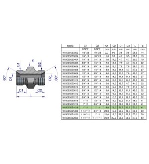Złączka hydrauliczna calowa BB 1" BSP Waryński