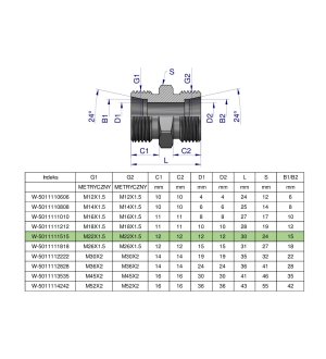 Złączka hydrauliczna metryczna BB M22x1.5 15L (XG) Waryński ( sprzedawane po 10 )