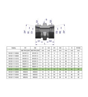 Złączka hydrauliczna metryczna BB M30x2 22L (XG) Waryński ( sprzedawane po 5 )