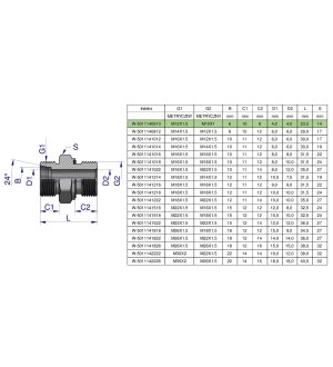 Przyłączka hydrauliczna metryczna BB (XGE) M12x1.5 06L x M10x1 ED Waryński ( sprzedawane po 5 )