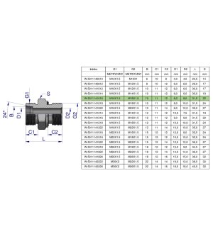 Przyłączka hydrauliczna metryczna BB (XGE) M16x1.5 10L x M16x1.5 ED Waryński ( sprzedawane po 5 )