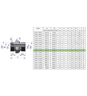 Przyłączka hydrauliczna metryczna BB 18/18 (XGE) M18x1.5 12L x M18x1.5 ED Waryński ( sprzedawane po 10 )