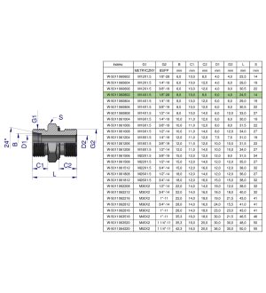 Przyłączka hydrauliczna BB (XGE) M14x1.5 08L x 1/8" BSP ED Waryński ( sprzedawane po 5 )