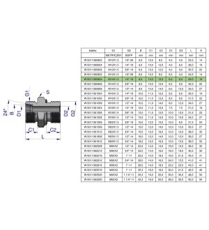 Przyłączka hydrauliczna BB (XGE) M14x1.5 08L x 1/4" BSP ED Waryński ( sprzedawane po 5 )