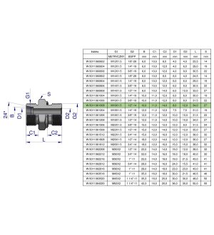 Przyłączka hydrauliczna BB (XGE) M16x1.5 10L x 1/2" BSP ED Waryński ( sprzedawane po 10 )