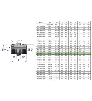 Przyłączka hydrauliczna BB (XGE) M22x1.5 15L x 3/8" BSP ED Waryński ( sprzedawane po 10 )