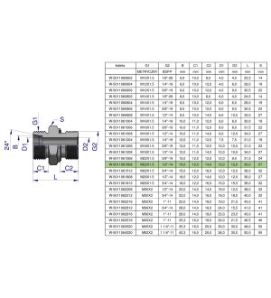 Przyłączka hydrauliczna BB (XGE) M22x1.5 15L x 1/2" BSP ED Waryński ( sprzedawane po 10 )