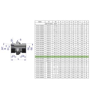 Przyłączka hydrauliczna BB (XGE) M22x1.5 15L x 3/4" BSP ED Waryński ( sprzedawane po 5 )