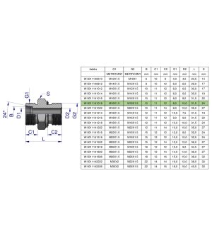 Przyłączka hydrauliczna metryczna BB (XGE) M16x1.5 10L x M18x1.5 ED Waryński ( sprzedawane po 5 )