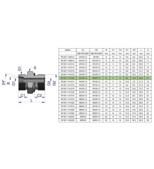 Przyłączka hydrauliczna metryczna BB (XGE) M16x1.5 10L x M22x1.5 ED Waryński ( sprzedawane po 5 )