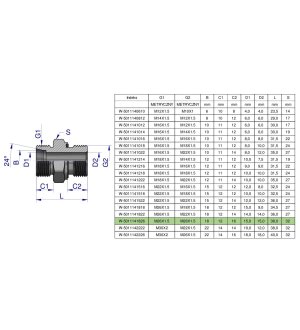 Przyłączka hydrauliczna metryczna BB (XGE) M26x1.5 18L x M26x1.5 ED Waryński ( sprzedawane po 2 )