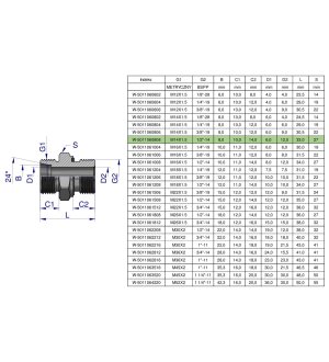 Przyłączka hydrauliczna BB (XGE) M14x1.5 08L x 1/2" BSP ED Waryński ( sprzedawane po 5 )