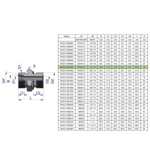 Przyłączka hydrauliczna BB (XGE) M16x1.5 10L x 1/4" BSP ED Waryński ( sprzedawane po 5 )