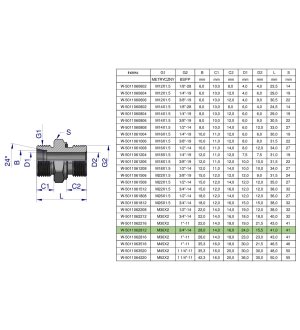 Przyłączka hydrauliczna BB (XGE) M36x2 28L2 28L x 3/4" BSP ED Waryński ( sprzedawane po 2 )