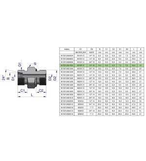 Przyłączka hydrauliczna (odmiana ciężka XGE) BB M18x1.5 10S x 1/4" BSP ED Waryński ( sprzedawane po 5 )