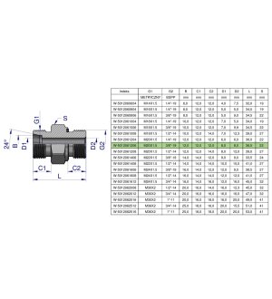 Przyłączka hydrauliczna (odmiana ciężka XGE) BB M20x1.5 12S x 3/8" BSP ED Waryński ( sprzedawane po 5 )