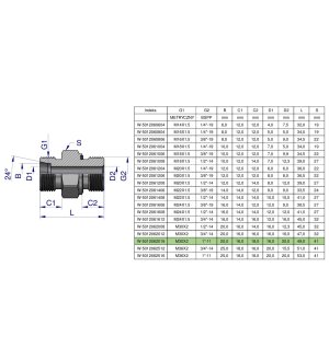 Przyłączka hydrauliczna (odmiana ciężka XGE) BB M30x2 20S x 1" BSP ED Waryński ( sprzedawane po 2 )