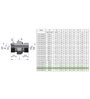 Przyłączka hydrauliczna (odmiana ciężka XGE) BB M36x2 25S x 3/4" BSP ED Waryński ( sprzedawane po 2 )