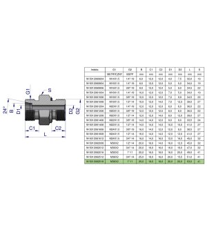 Przyłączka hydrauliczna (odmiana ciężka XGE) BB M36x2 25S x 1" BSP ED Waryński ( sprzedawane po 2 )