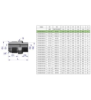 Przyłączka hydrauliczna BB 7/16"UNF (JIC) (JIC) x M10x1 (XGE) Waryński ( sprzedawane po 2 )