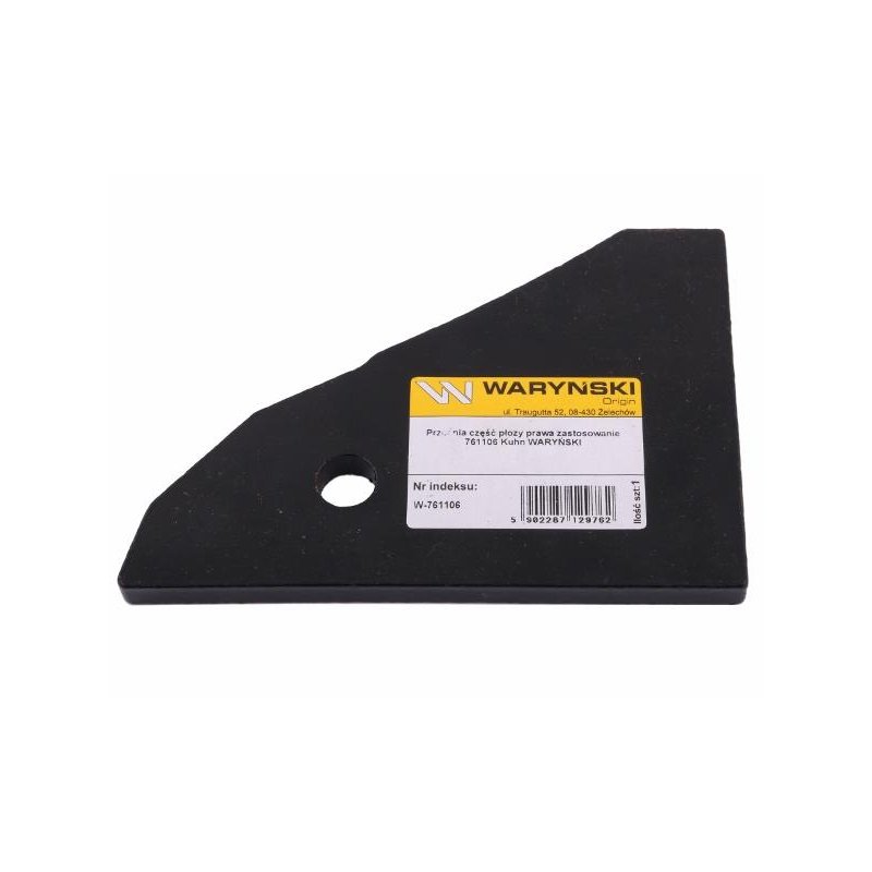 Przednia część płozy prawa zastosowanie 761106 Kuhn stal borowa WARYŃSKI
