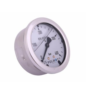 Manometr glicerynowy M63 0-400 bar tylne przyłącze G1/4" POLMO
