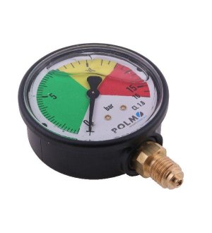 Manometr glicerynowy M63 0-16 bar. gwint M12x1.5 dolne przyłącze. obudowa plastikowa. Opryskiwacz POLMO