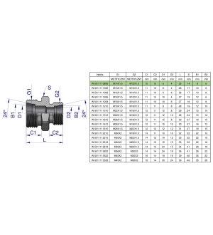 Złączka hydrauliczna redukcyjna metryczna BB M14x1.5 08L / M12x1.5 06L (XG) Waryński ( sprzedawane po 5 )